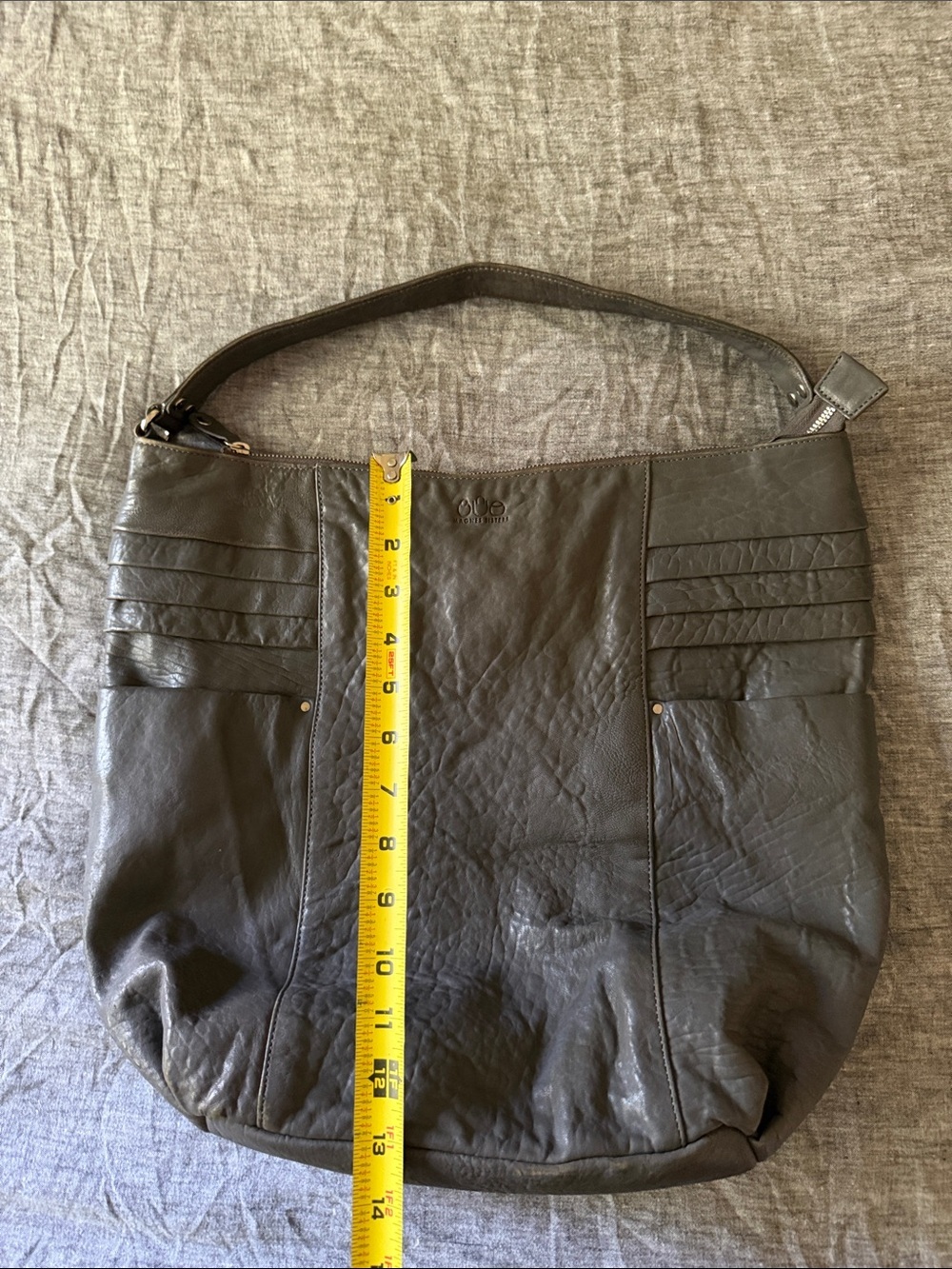 RARE Vintage | Magnes Sisters | Distressed Leather "Grey Moon" Hobo Shoulder Bag - Picture 8 of 11
